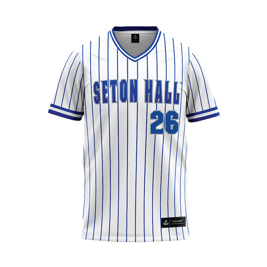 Seton Hall - NCAA Baseball : Jack Wentworth - White Pinstripe Baseball Jersey-0