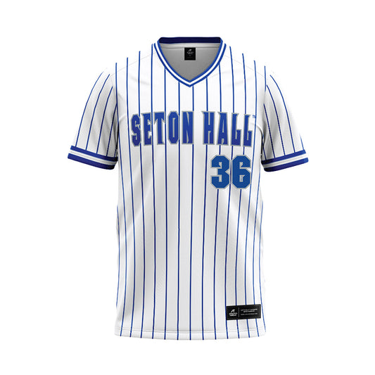Seton Hall - NCAA Baseball : Magnus Krieger - White Pinstripe Baseball Jersey-0