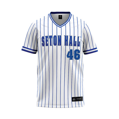Seton Hall - NCAA Baseball : Jordan Marot - White Pinstripe Baseball Jersey-0