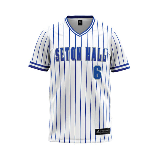 Seton Hall - NCAA Baseball : Casey Cumiskey - White Pinstripe Baseball Jersey-0