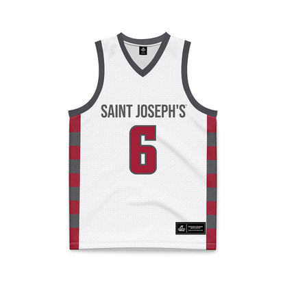 St. Joe's - NCAA Men's Basketball : Owen Verna - White Basketball Jersey-0