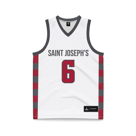 St. Joe's - NCAA Men's Basketball : Owen Verna - White Basketball Jersey-0