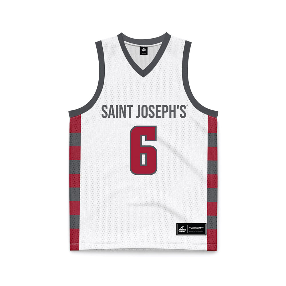 St. Joe's - NCAA Men's Basketball : Owen Verna - White Basketball Jersey-0