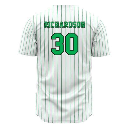 Marshall - NCAA Baseball : Hunter Richardson - White Pinstripe Jersey-1