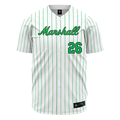 Marshall - NCAA Baseball : Clint Moak - White Pinstripe Jersey