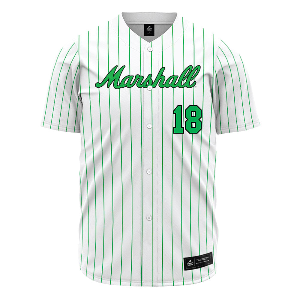 Marshall - NCAA Baseball : Davis Gunn - White Pinstripe Jersey-0