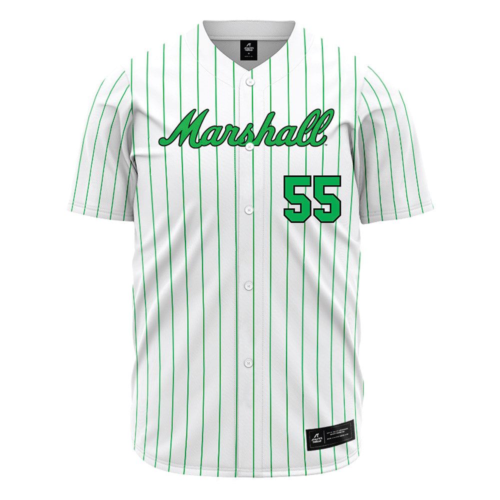 Marshall - NCAA Baseball : Patrick Mazur - White Pinstripe Jersey