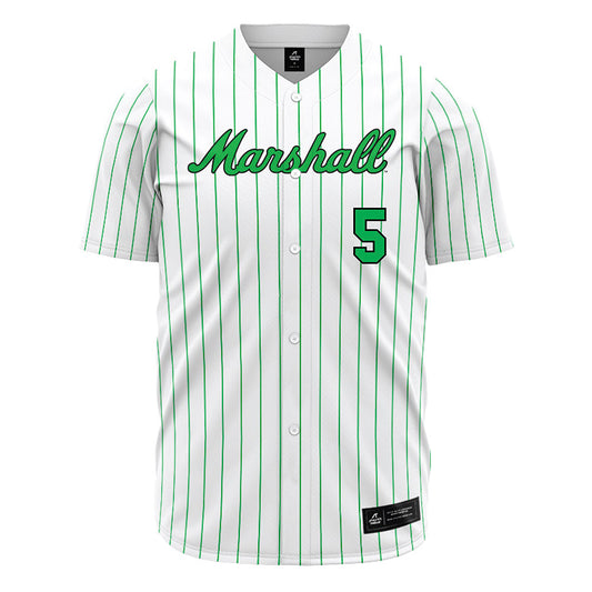 Marshall - NCAA Baseball : Blaine Albright - White Pinstripe Jersey-0