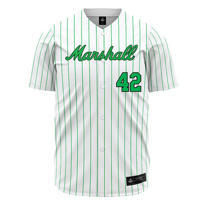 Marshall - NCAA Baseball : Oliver Service - White Pinstripe Jersey-0