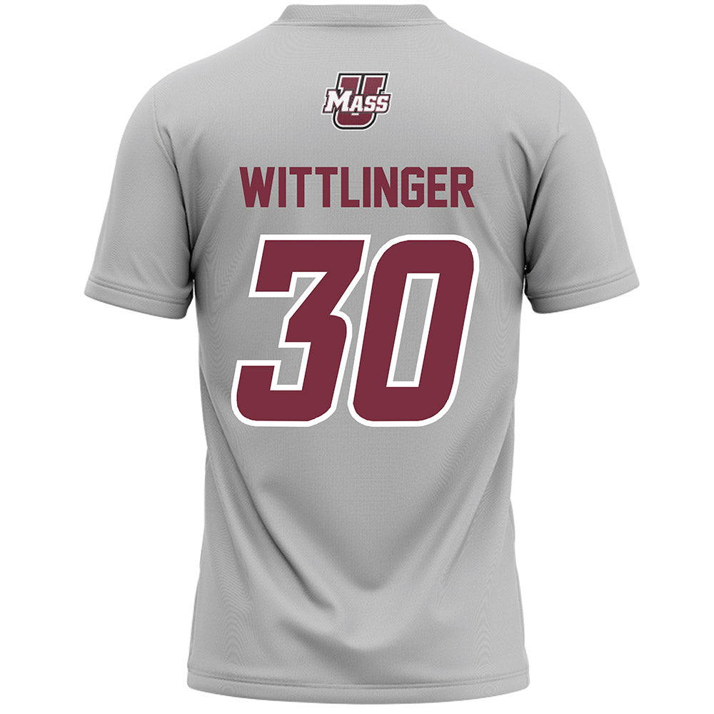 UMass - NCAA Men's Lacrosse : Cole Wittlinger - Grey Lacrosse Jersey -1