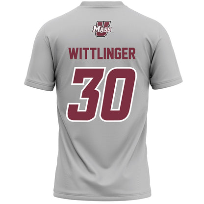 UMass - NCAA Men's Lacrosse : Cole Wittlinger - Grey Lacrosse Jersey -1