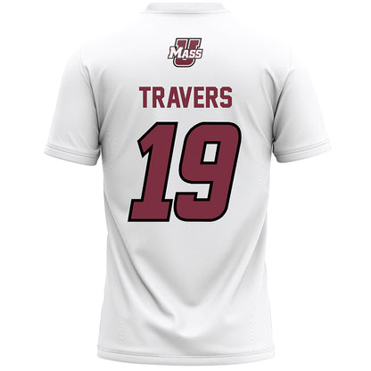 UMass - NCAA Men's Lacrosse : Robbie Travers - White Lacrosse Jersey -1