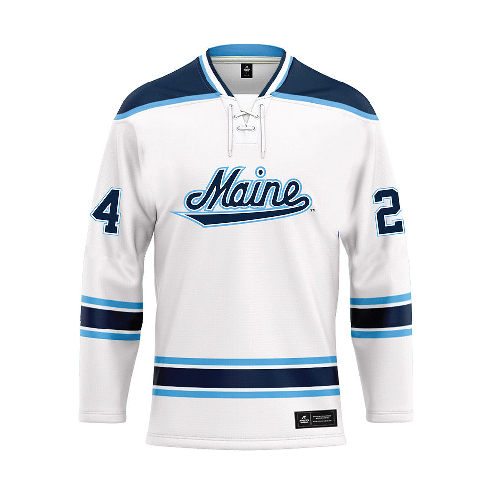 Maine - NCAA Men's Ice Hockey : Brock James - White Hockey Jersey-0