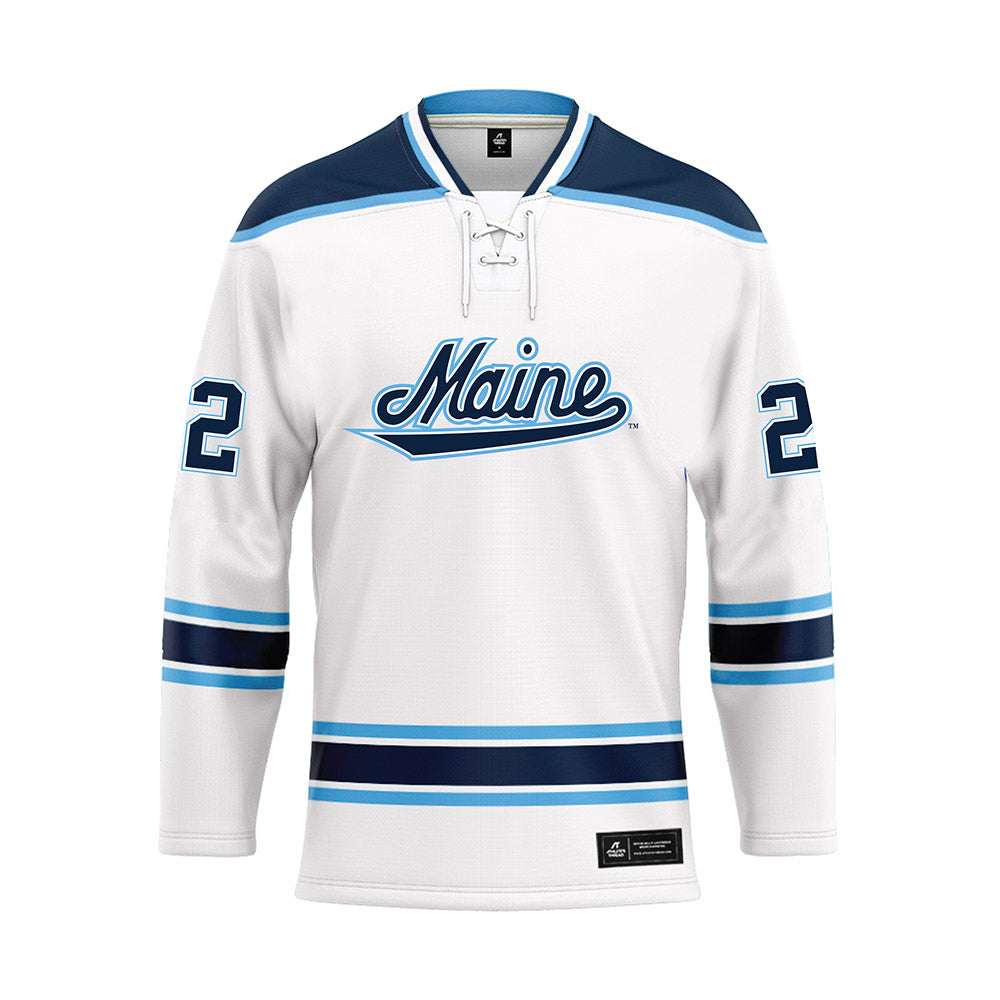 Maine - NCAA Men's Ice Hockey : Will Gerrior - White Hockey Jersey-0