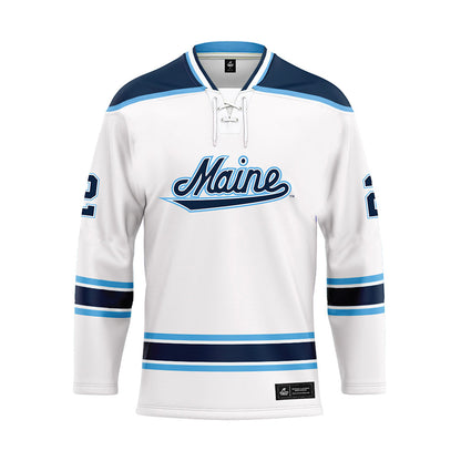 Maine - NCAA Men's Ice Hockey : Lukas Peterson - White Hockey Jersey-0