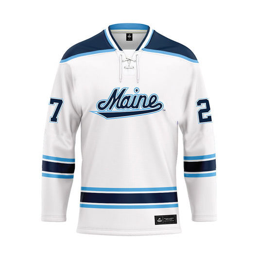 Maine - NCAA Men's Ice Hockey : Max Scott - White Hockey Jersey-0