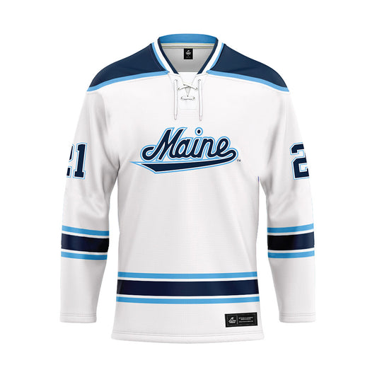 Maine - NCAA Men's Ice Hockey : NICHOLAS PELUSO - White Hockey Jersey-0