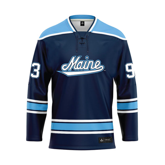 Maine - NCAA Men's Ice Hockey : Justin Poirier - Dark Blue Hockey Jersey-0