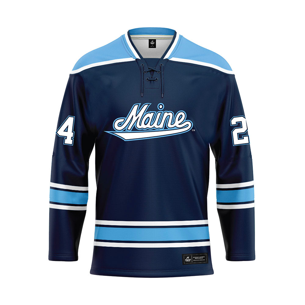 Maine - NCAA Men's Ice Hockey : Brock James - Dark Blue Hockey Jersey-0