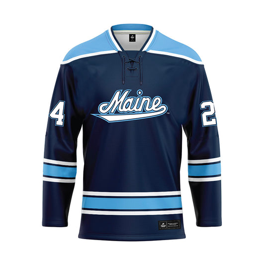 Maine - NCAA Men's Ice Hockey : Brock James - Dark Blue Hockey Jersey-0