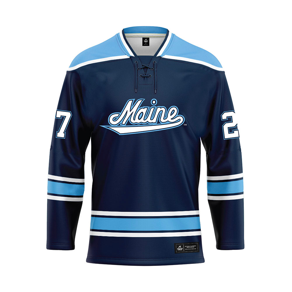 Maine - NCAA Men's Ice Hockey : Max Scott - Dark Blue Hockey Jersey-0