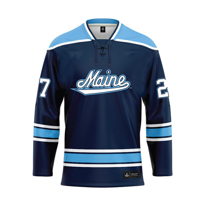 Maine - NCAA Men's Ice Hockey : Max Scott - Dark Blue Hockey Jersey-0