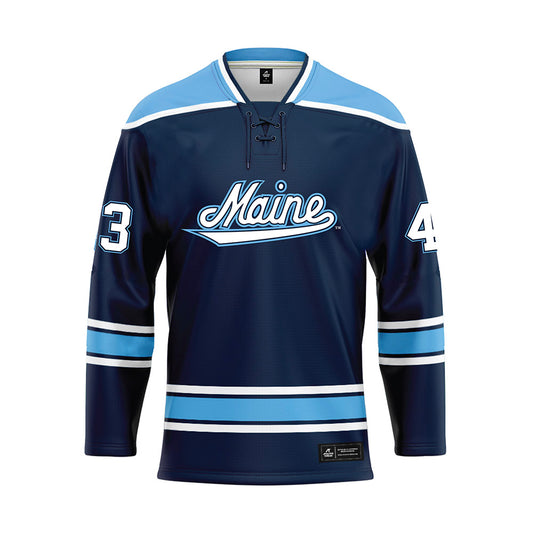 Maine - NCAA Men's Ice Hockey : Miguel Marques - Dark Blue Hockey Jersey-0