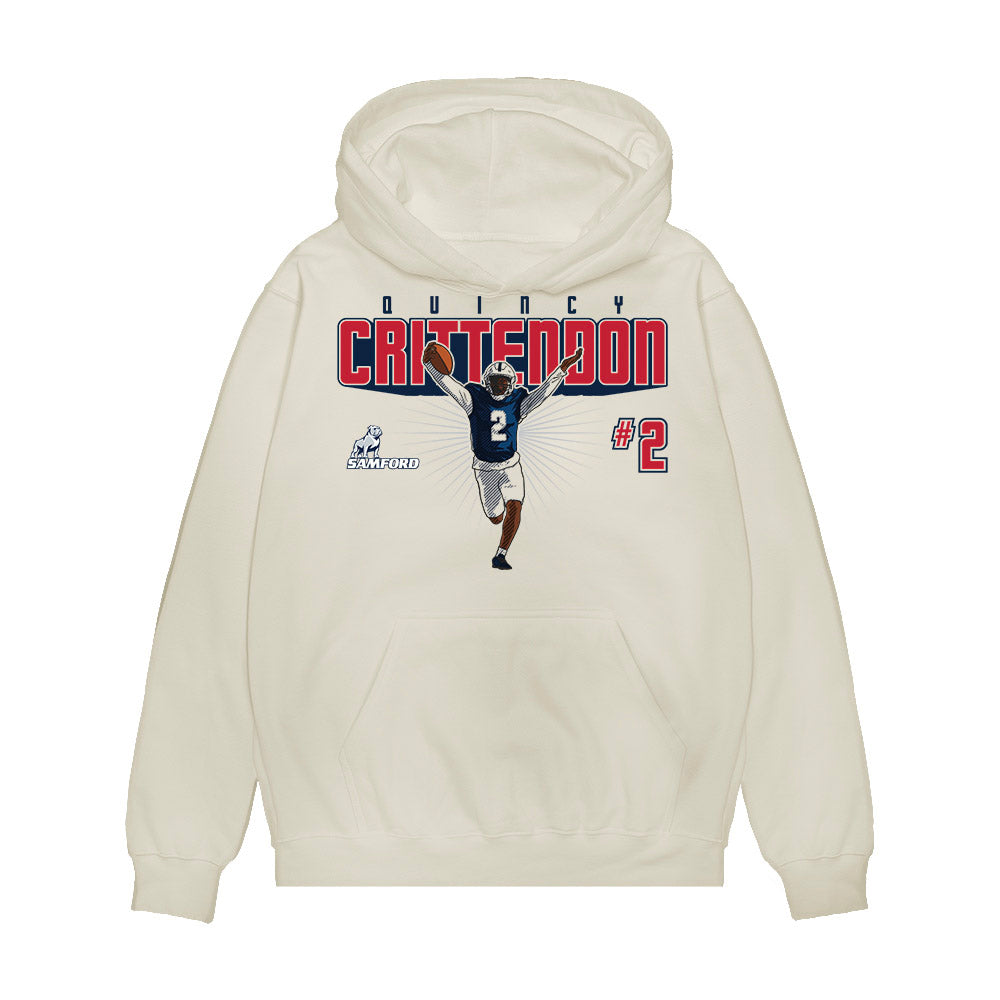 Samford - NCAA Football : Quincy Crittendon - Caricature Premium Hooded Sweatshirt-0