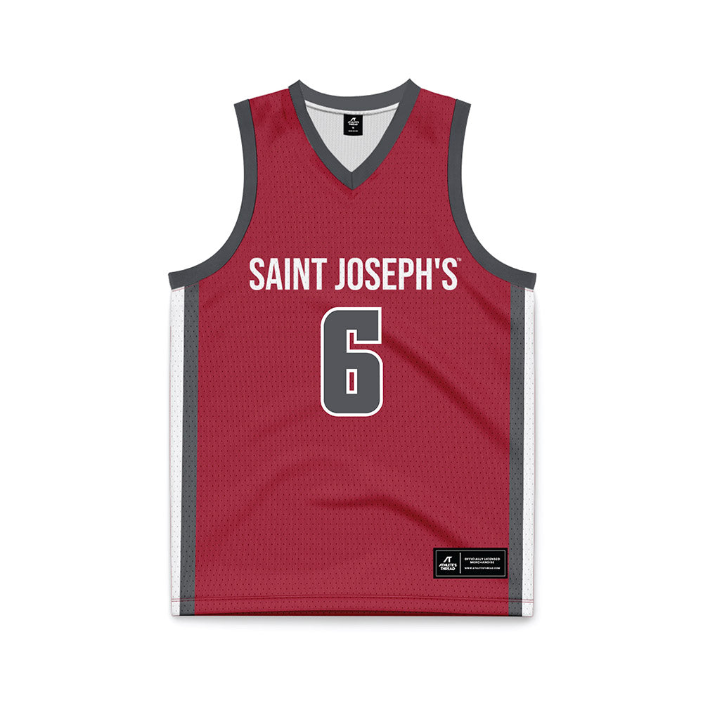 St. Joe's - NCAA Men's Basketball : Owen Verna - Crimson Basketball Jersey-0