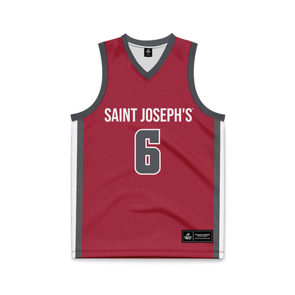 St. Joe's - NCAA Men's Basketball : Owen Verna - Crimson Basketball Jersey-0