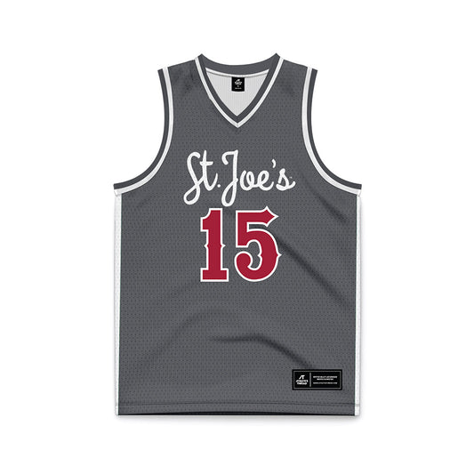 St. Joe's - NCAA Men's Basketball : Steven Solano - Grey Basketball Jersey