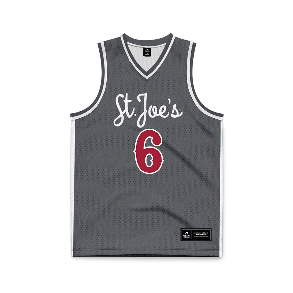 St. Joe's - NCAA Men's Basketball : Owen Verna - Grey Basketball Jersey-0