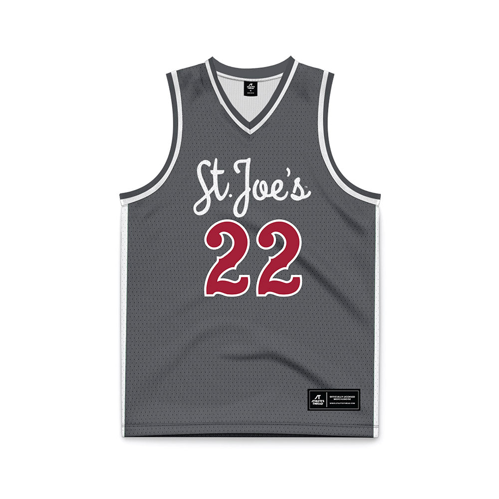 St. Joe's - NCAA Men's Basketball : Justice Ajogbor - Grey Basketball Jersey