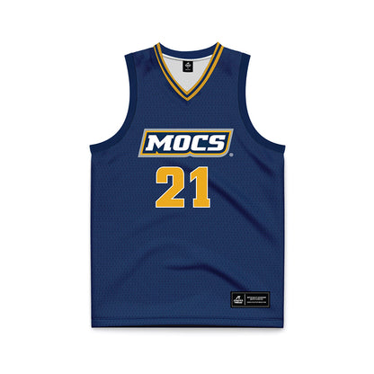 UTC - NCAA Women's Basketball : Falon Bedke - Navy Basketball Jersey-0