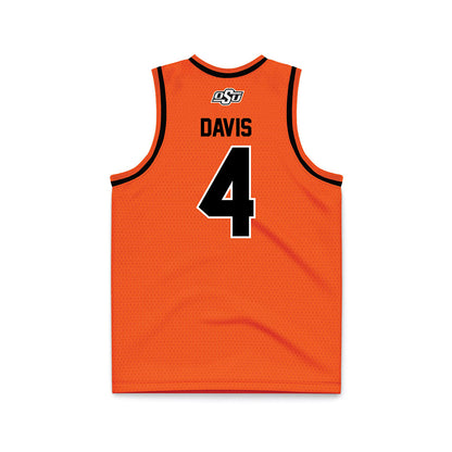 Oklahoma State - NCAA Men's Basketball : Davonte Davis - Orange Basketball Jersey-1