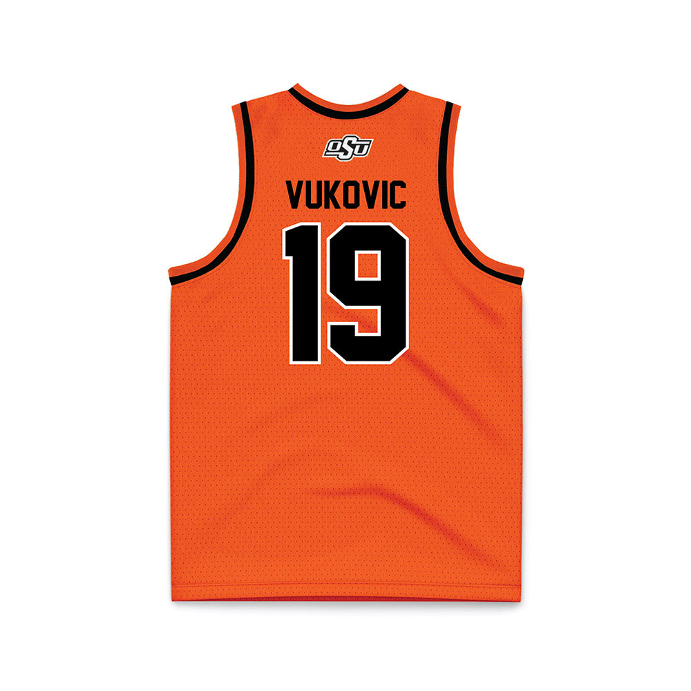 Oklahoma State - NCAA Men's Basketball : Andrija Vukovic - Orange Basketball Jersey-1