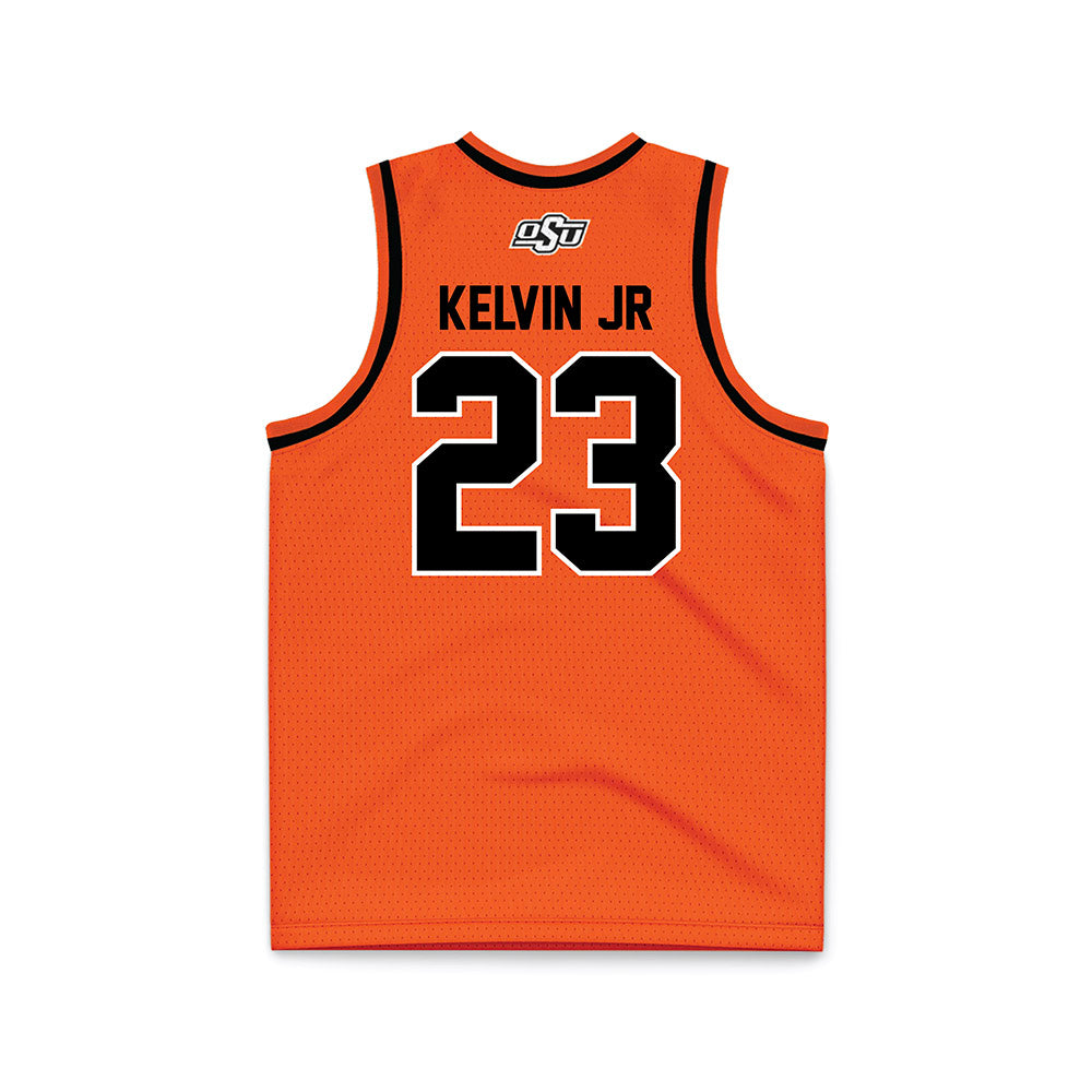 Oklahoma State - NCAA Men's Basketball : Mikey Kelvin Jr - Orange Basketball Jersey-1