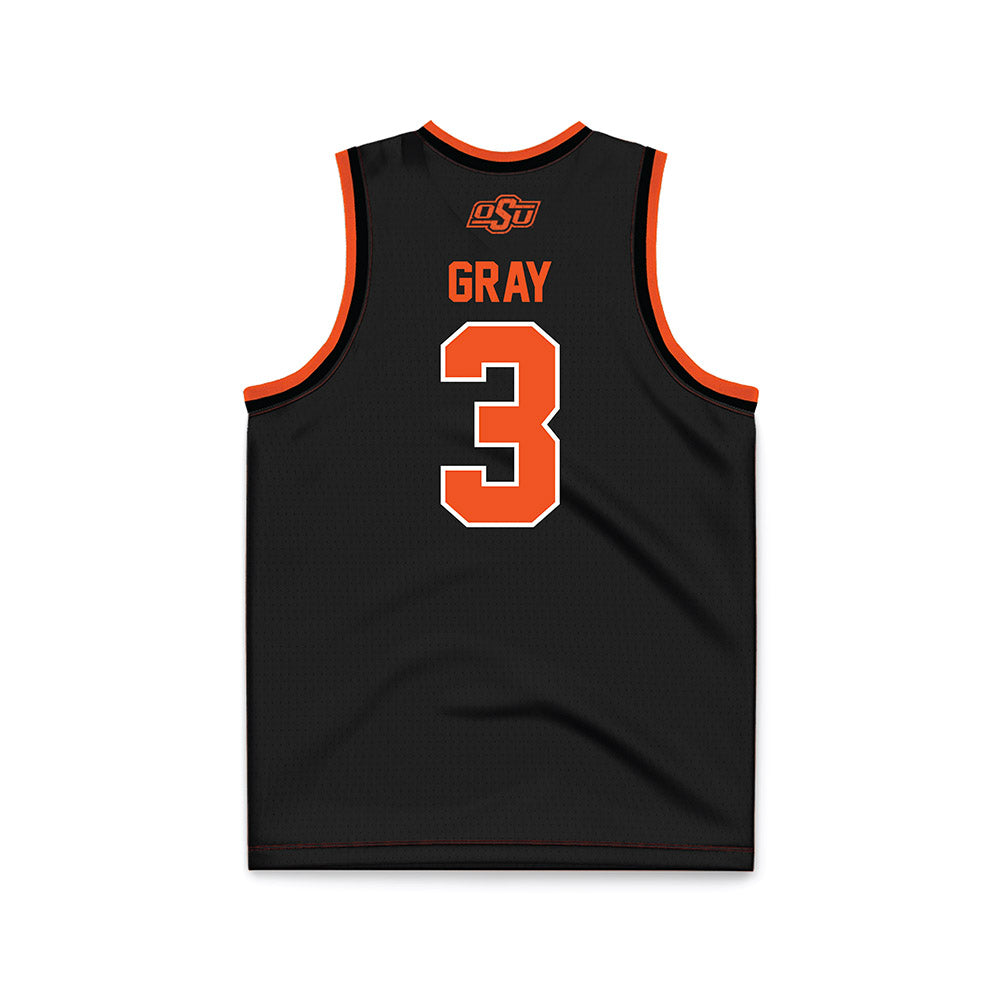 Oklahoma State - NCAA Women's Basketball : Micah Gray - Black Basketball Jersey-1