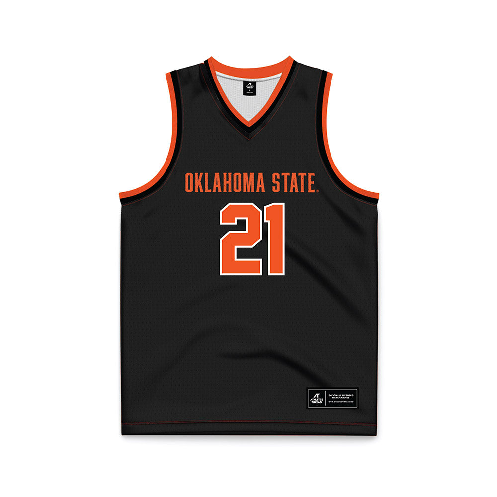 Oklahoma State - NCAA Women's Basketball : Kennedy Evans - Black Basketball Jersey-0