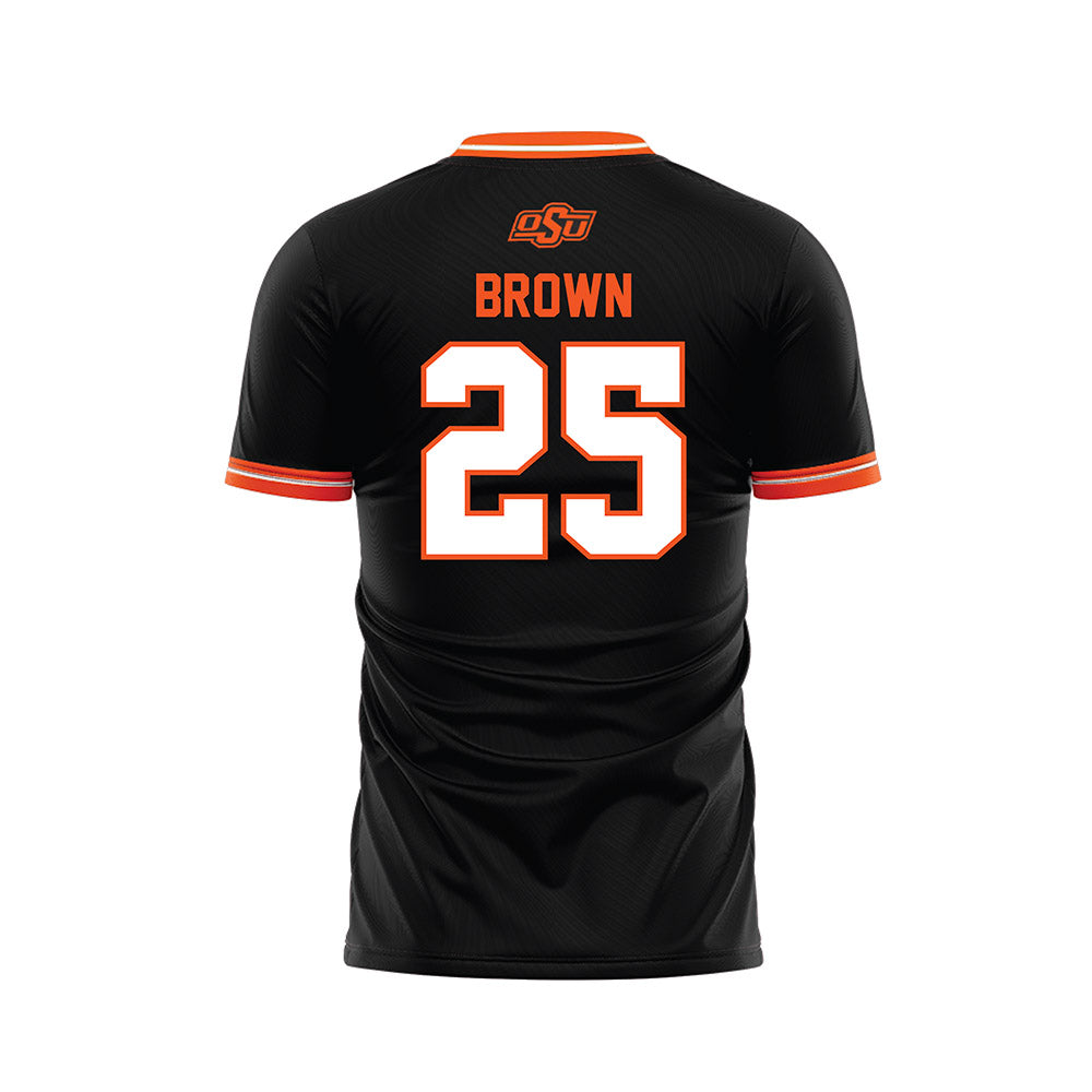 Oklahoma State - NCAA Women's Soccer : Jazmin Brown - Black Soccer Jersey-1