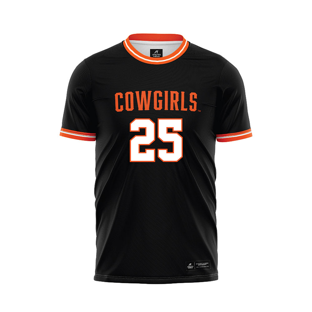 Oklahoma State - NCAA Women's Soccer : Jazmin Brown - Black Soccer Jersey-0