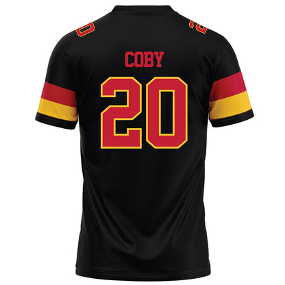 Ferris State - NCAA Football : James Coby - Black Football Jersey-1