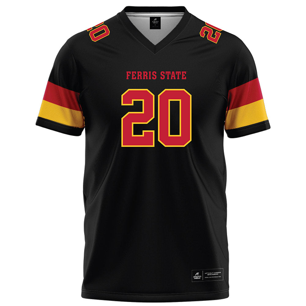 Ferris State - NCAA Football : James Coby - Black Football Jersey-0