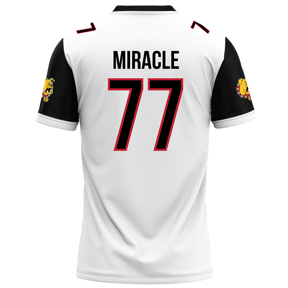 Ferris State - NCAA Football : Travis Miracle - White Football Jersey-1