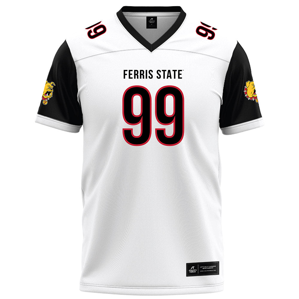 Ferris State - NCAA Football : markee jones - White Football Jersey-0