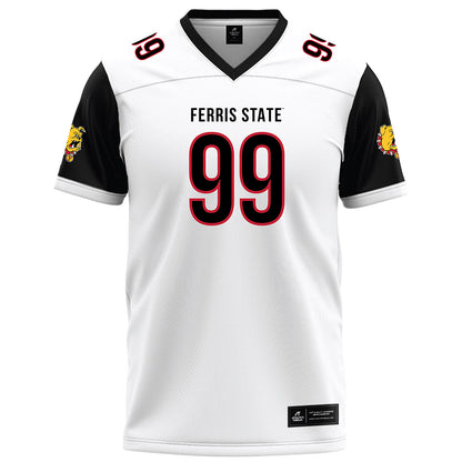 Ferris State - NCAA Football : markee jones - White Football Jersey-0