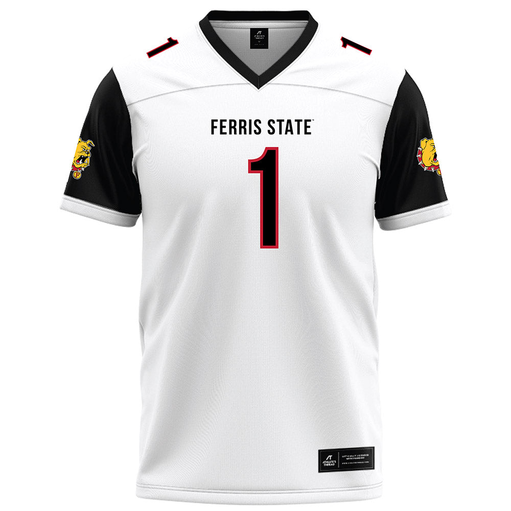 Ferris State - NCAA Football : Deion Small - White Football Jersey-0