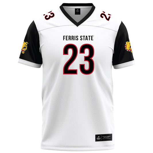 Ferris State - NCAA Football : James Robinson - White Football Jersey-0