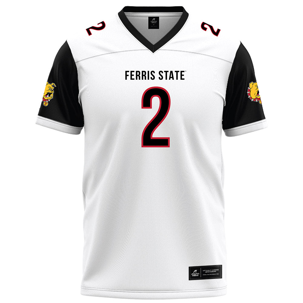 Ferris State - NCAA Football : Wyatt Bower - White Football Jersey-0
