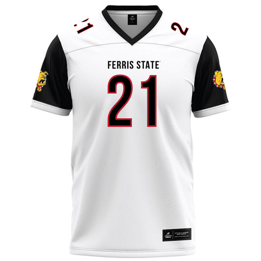 Ferris State - NCAA Football : Jaylen Vinton - White Football Jersey-0